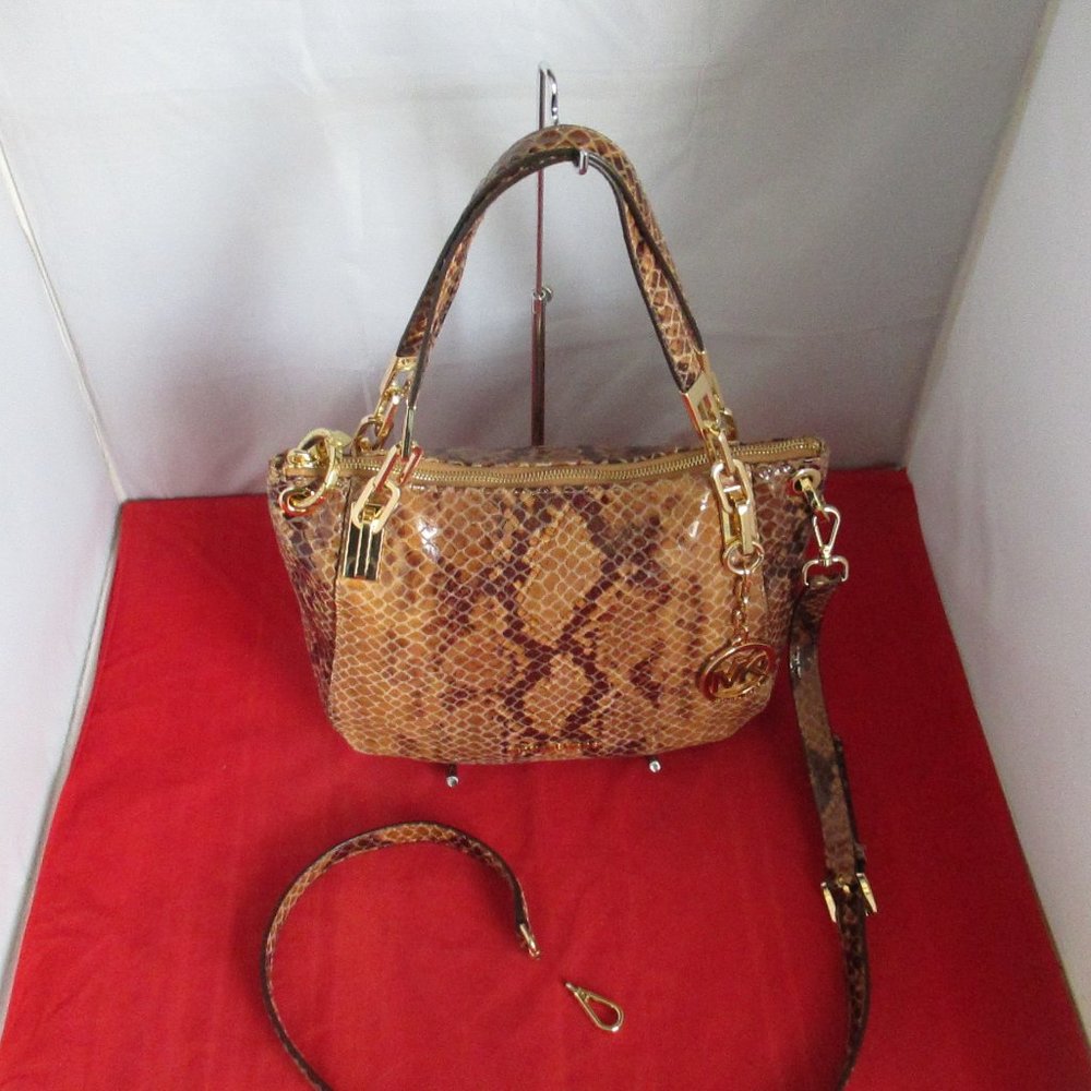 Michael Kors Brooke Medium Embossed Python Leathe… - image 6